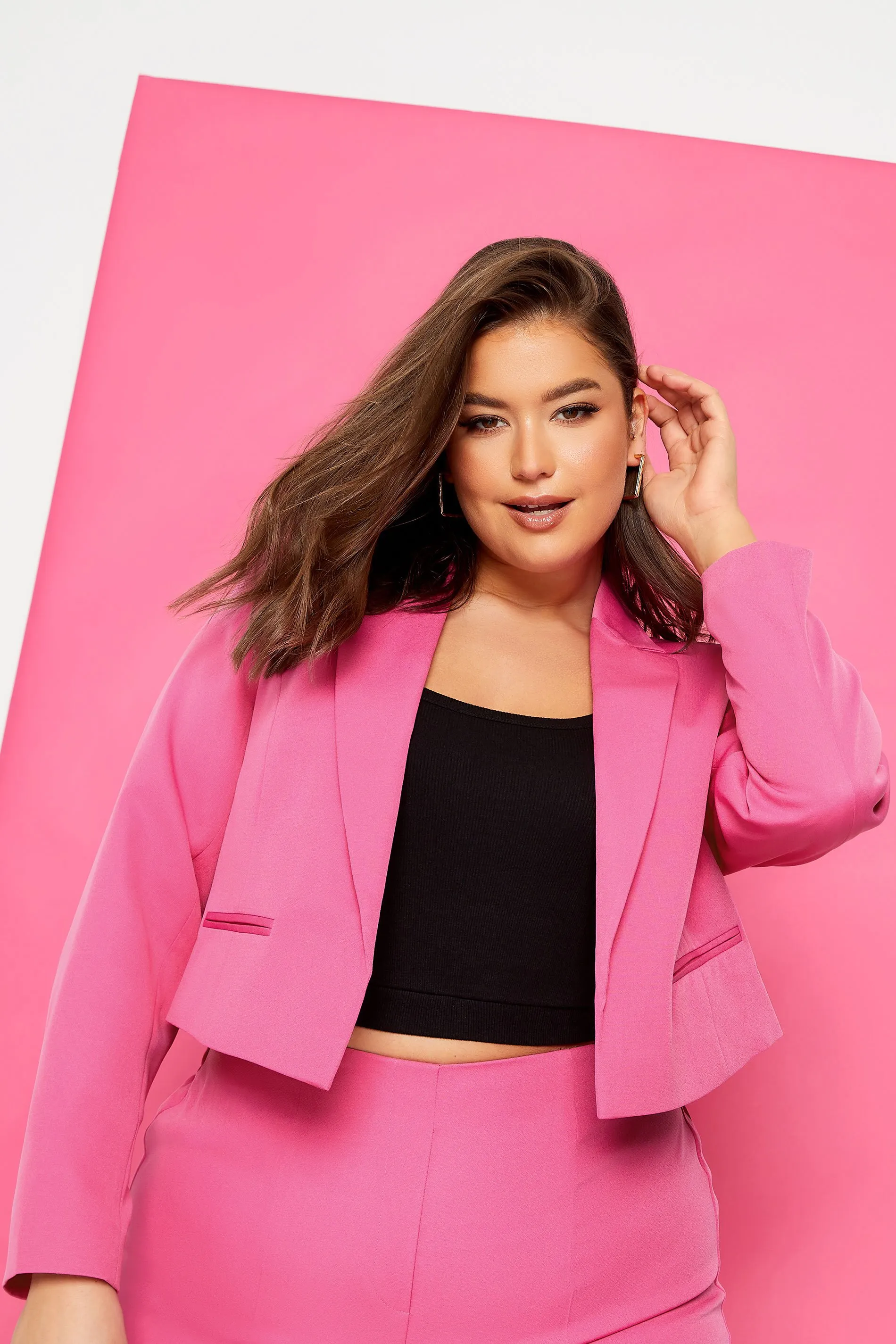 YOURS Curve Pink Cropped Blazer