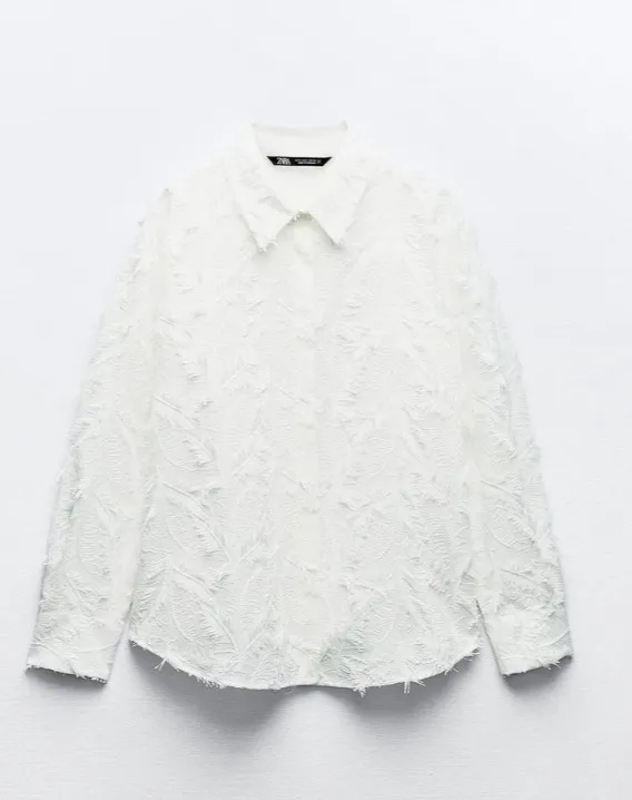 ZARA  |Casual Style Long Sleeves Plain Cotton Shirts & Blouses