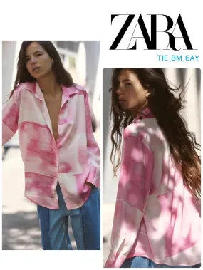 ZARA  |Casual Style Tie-dye Long Sleeves Shirts & Blouses